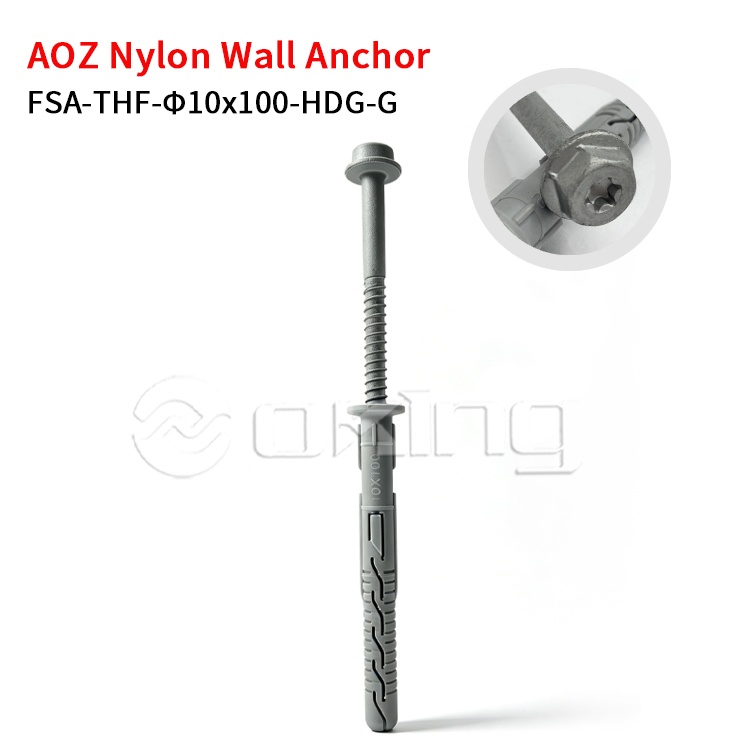 AOZ Vite flangiata esagonale Torx M10x100 zincata a caldo con ancoraggio a parete in nylon grigio per facciate continua e installazione esterna